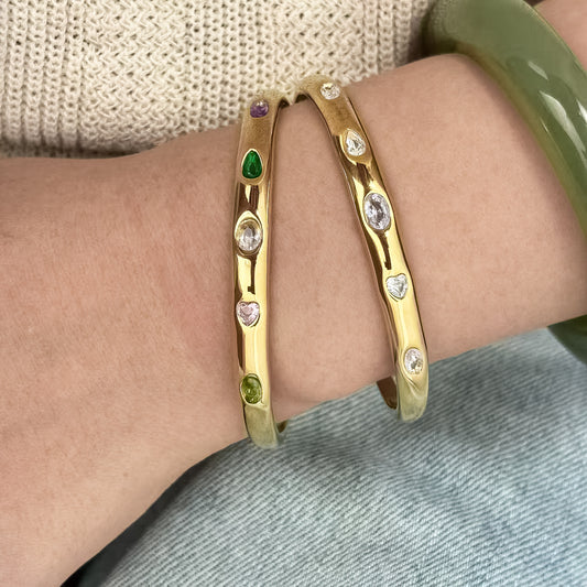 Bangle Zirconia Multicolor | Stainless Steel con Baño en Oro 18K